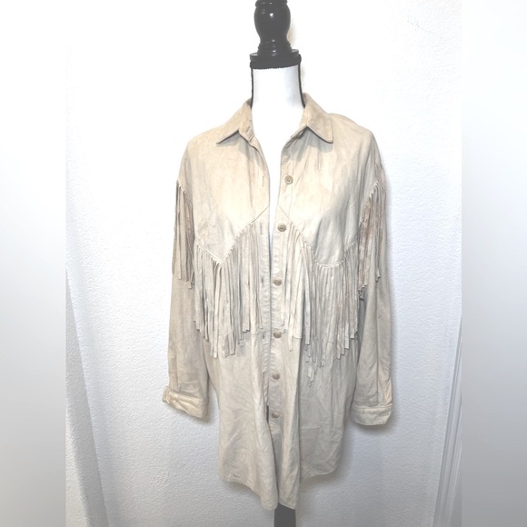 Saks Fifth Ave 100% suede top with fringe- vintage buttery soft amazing luxury - Picture 1 of 17